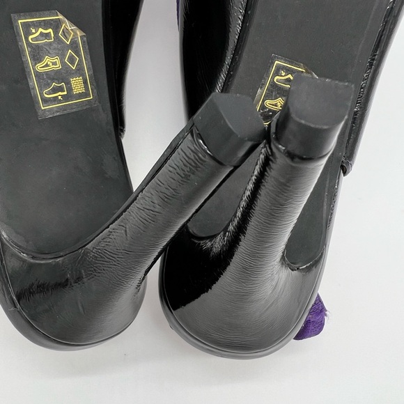 J Renee Marva Slingback Size 7 M Black Patent Leather Purple Bow - Picture 13 of 16